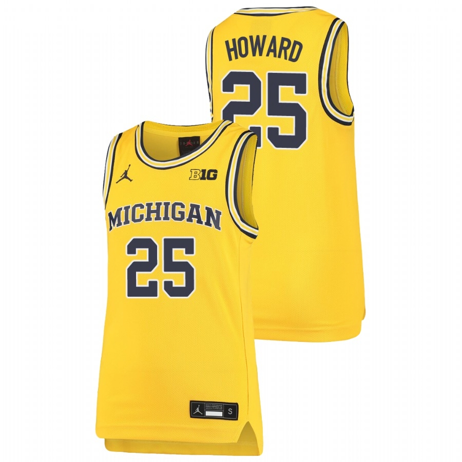 Michigan Wolverines Youth NCAA Jace Howard #25 Maize Replica College Basketball Jersey JIO3749CV